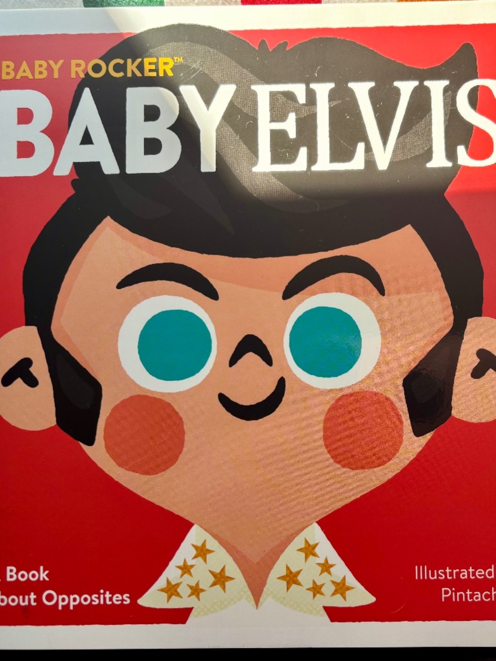 "Baby Elvis: A Book About Opposites" Board Book unread with ELVIS peg ornament